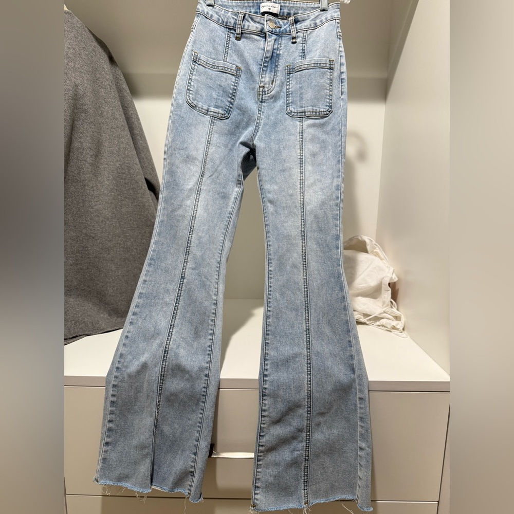 Chic Light Blue Flare Jeans for Women